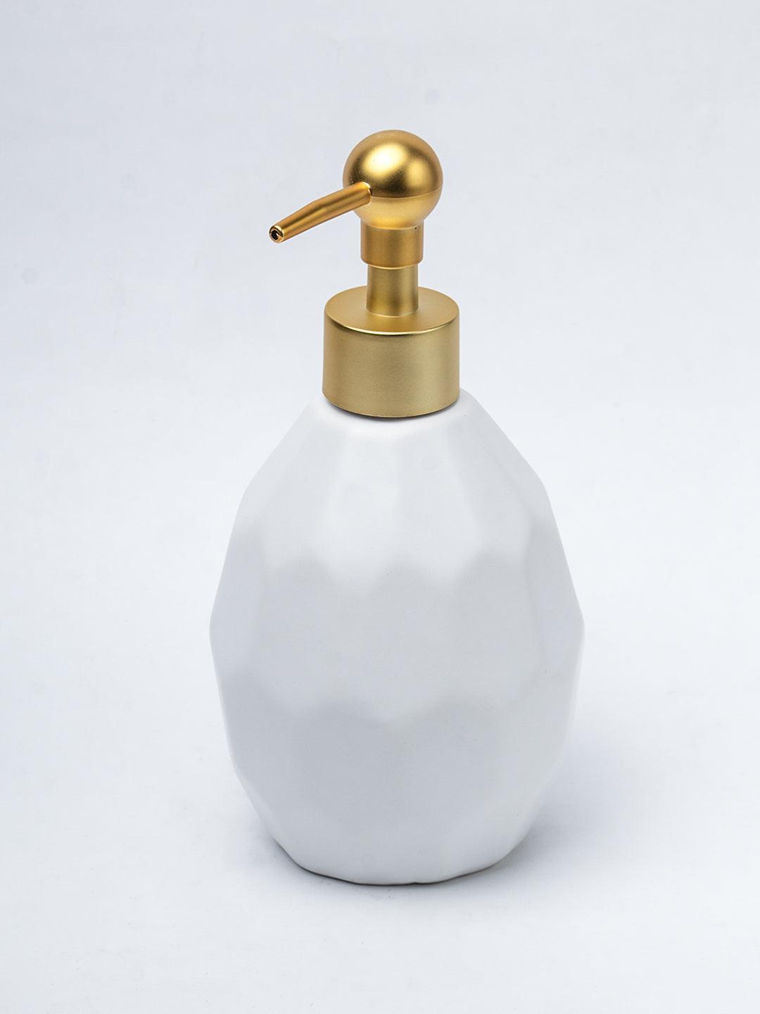 White Ceramic Bathroom Set Of 4 - Stone Finish, Bath Accessories - 3